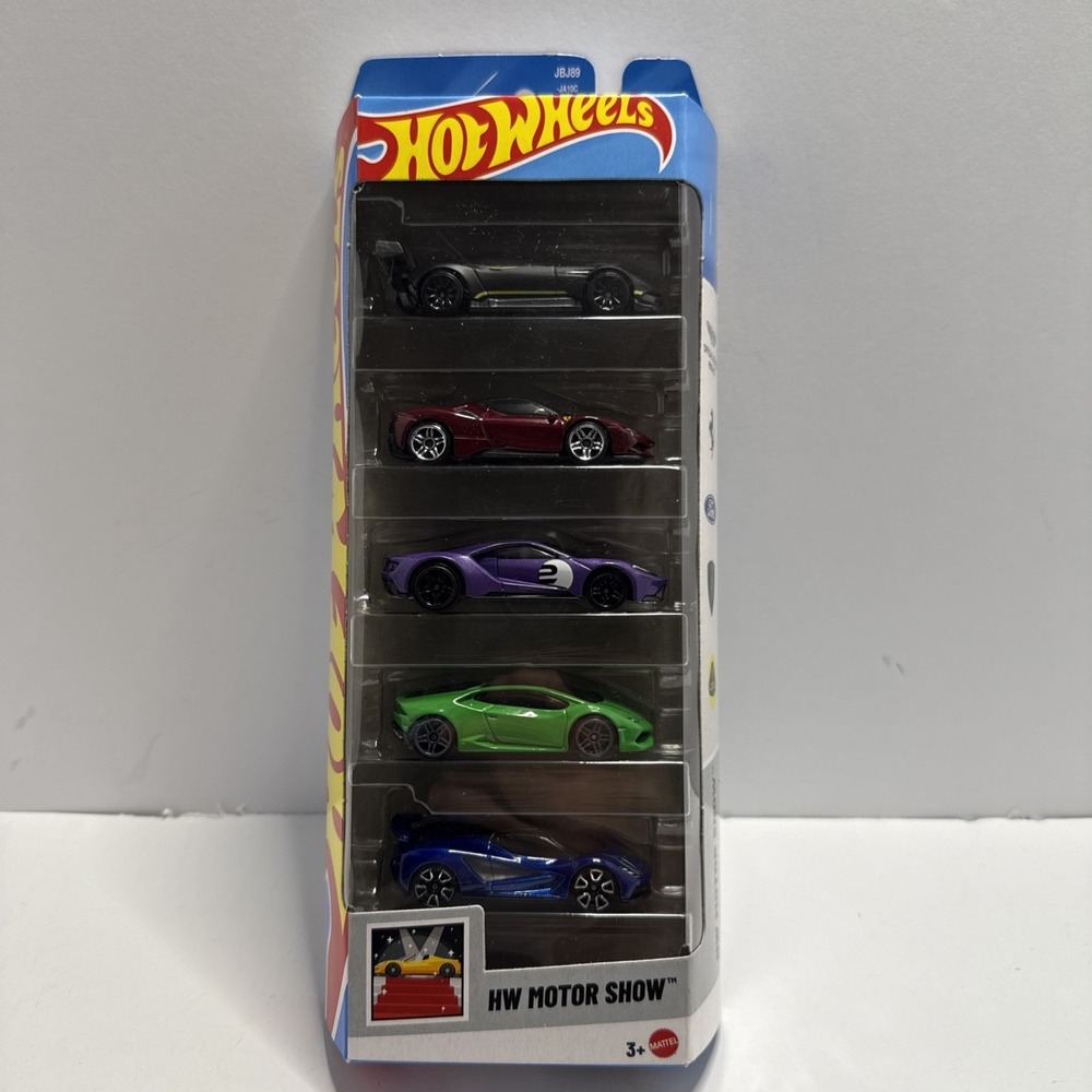 Hot Wheels 2025 HW Motor Show 5-Pack Ferrari Aston Ford Lamborghini Lotus